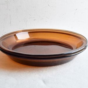 Set of 2 Anchor Hocking Amber Glass Pie Pans Glass Bakeware