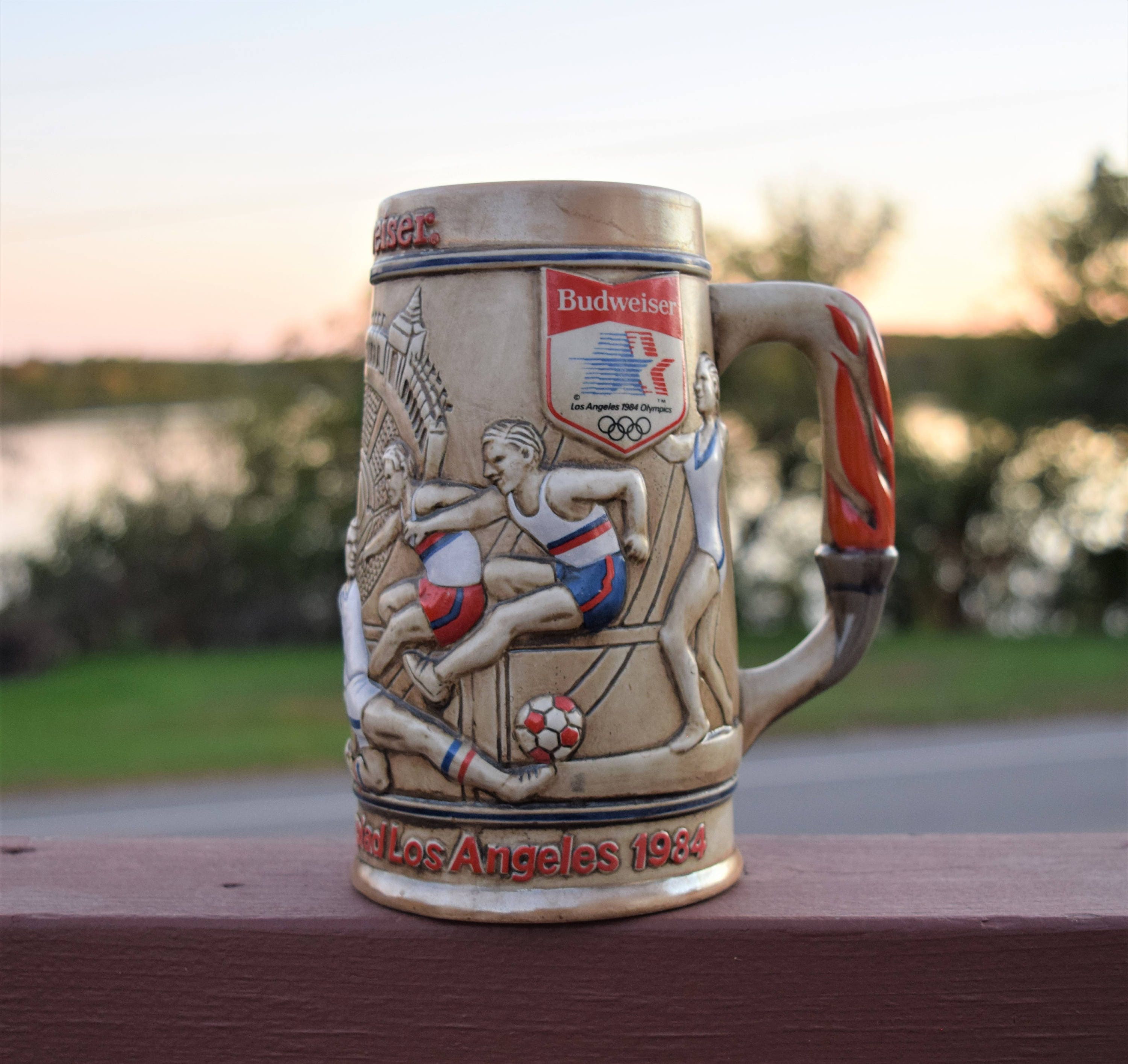 アメリカ購入 ビンテージ Budweiser置物 Vintage Budweiser 1984 Olympics Beer Stein/budweiser Beer Stein
