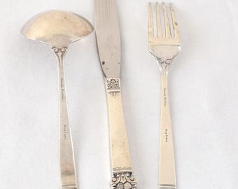 Oneida Sterling Silver Flatware Set: King Cedric, 3-Piece