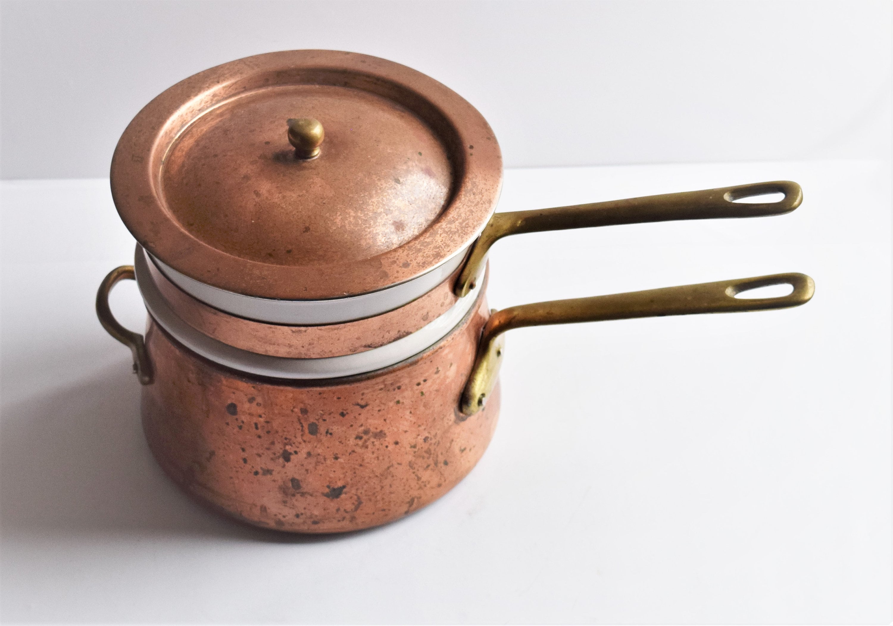 Copper and Ceramic Double Boiler Set/novelty Cookware/special Etsy