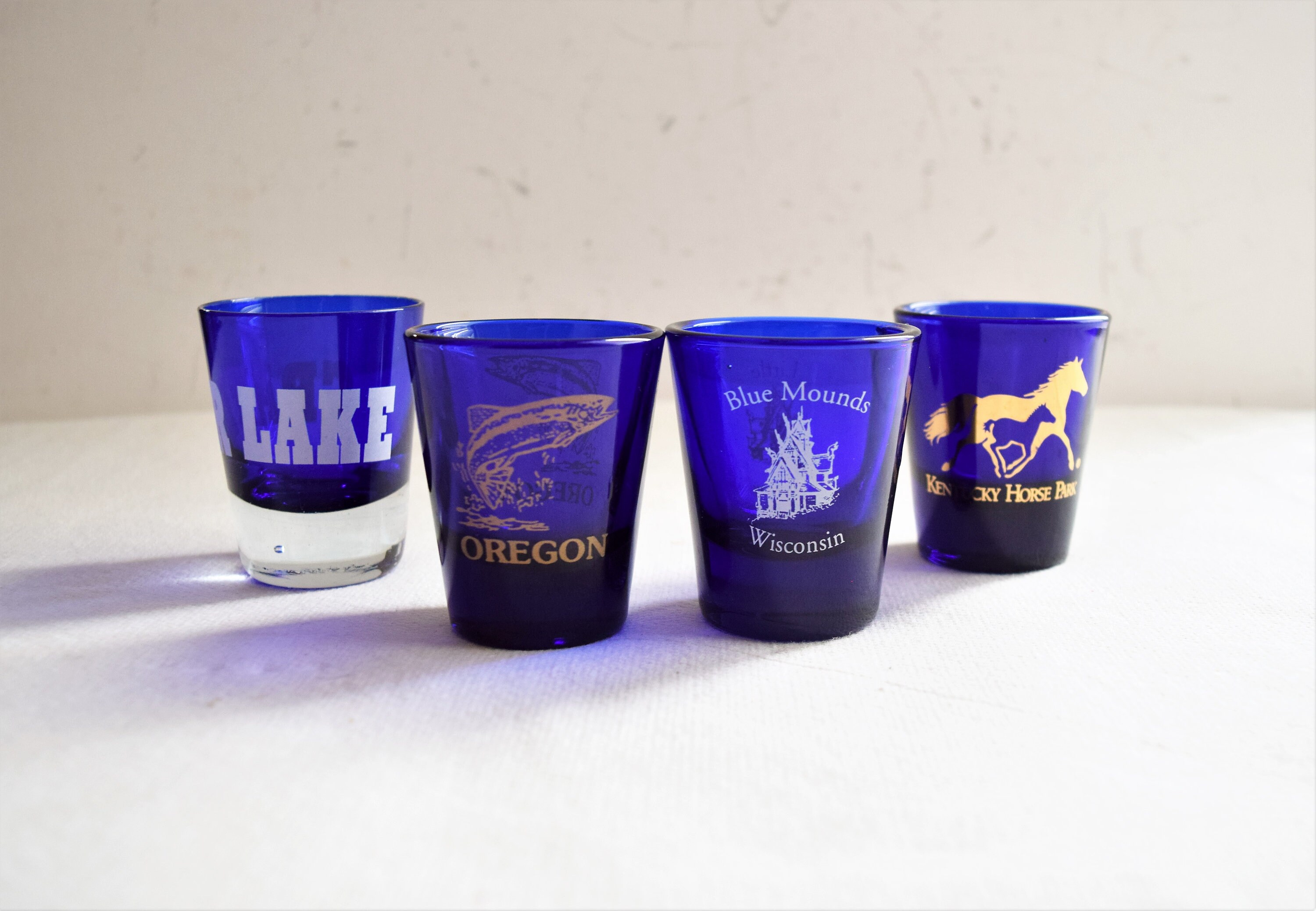 Set of 4 Royal Blue Shot Glasses/novelty Barware/ Lot A1 Etsy