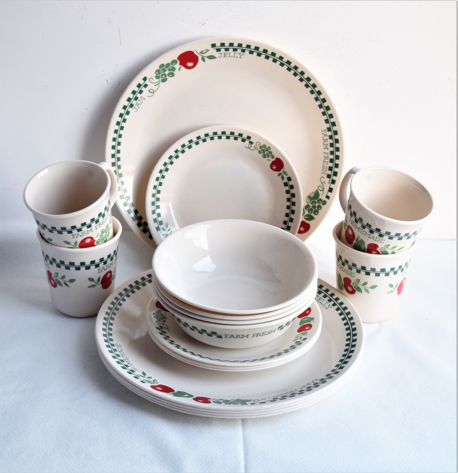 Set of 16 Piece Corelle Fresh Farm Dinnerware Made in USA Etsy