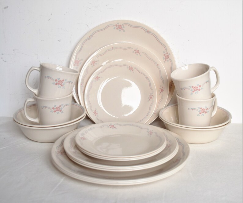 Shipping Set of 16 Piece Corelle English Breakfast Etsy