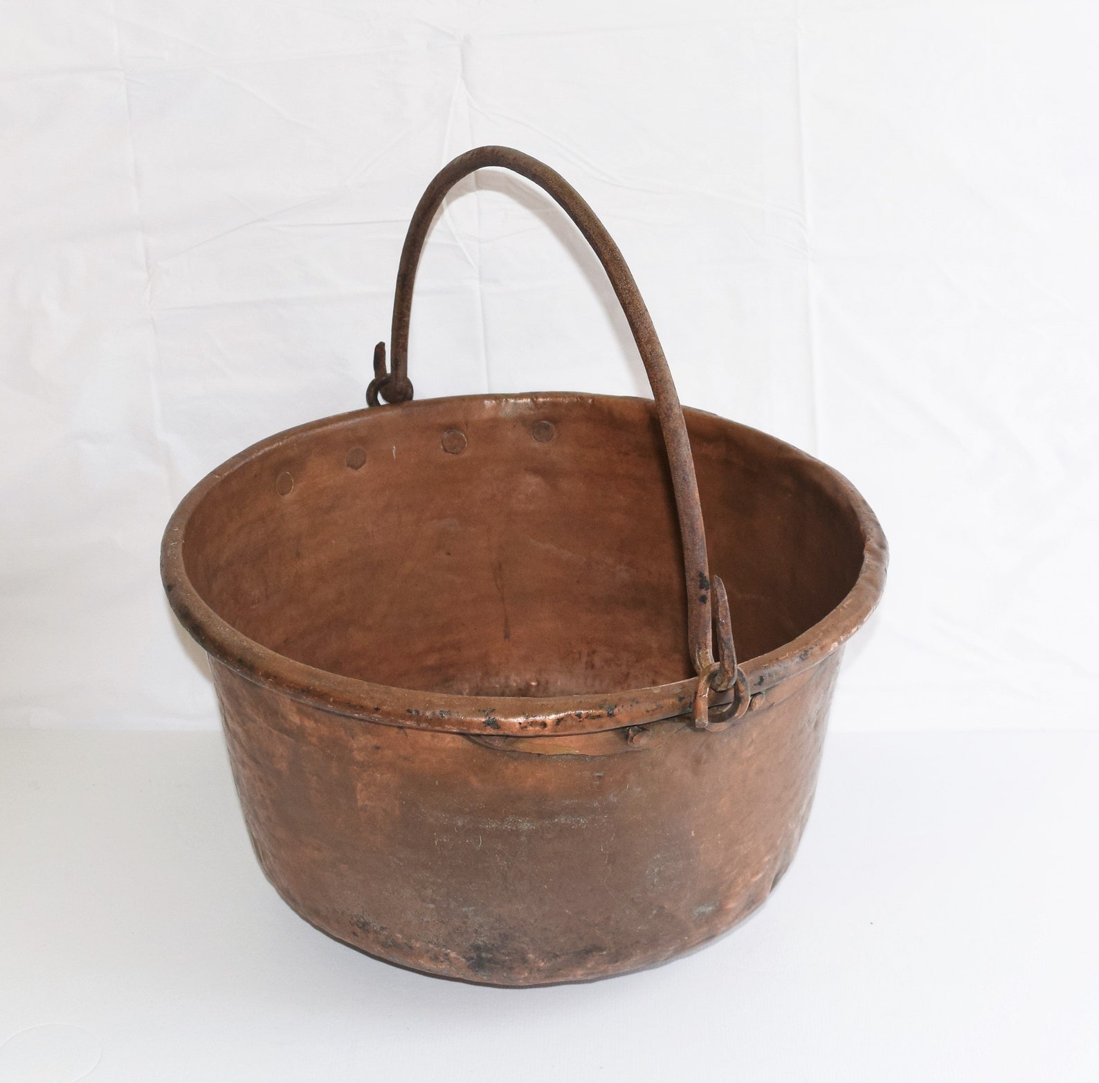Large Copper Bucket Wrought Iron Handle/ Old Copper Vessels Etsy