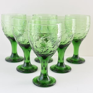 Libbey Branches プレスガラス ウォーターゴブレット 6個セット 高さ7インチ 16オンス