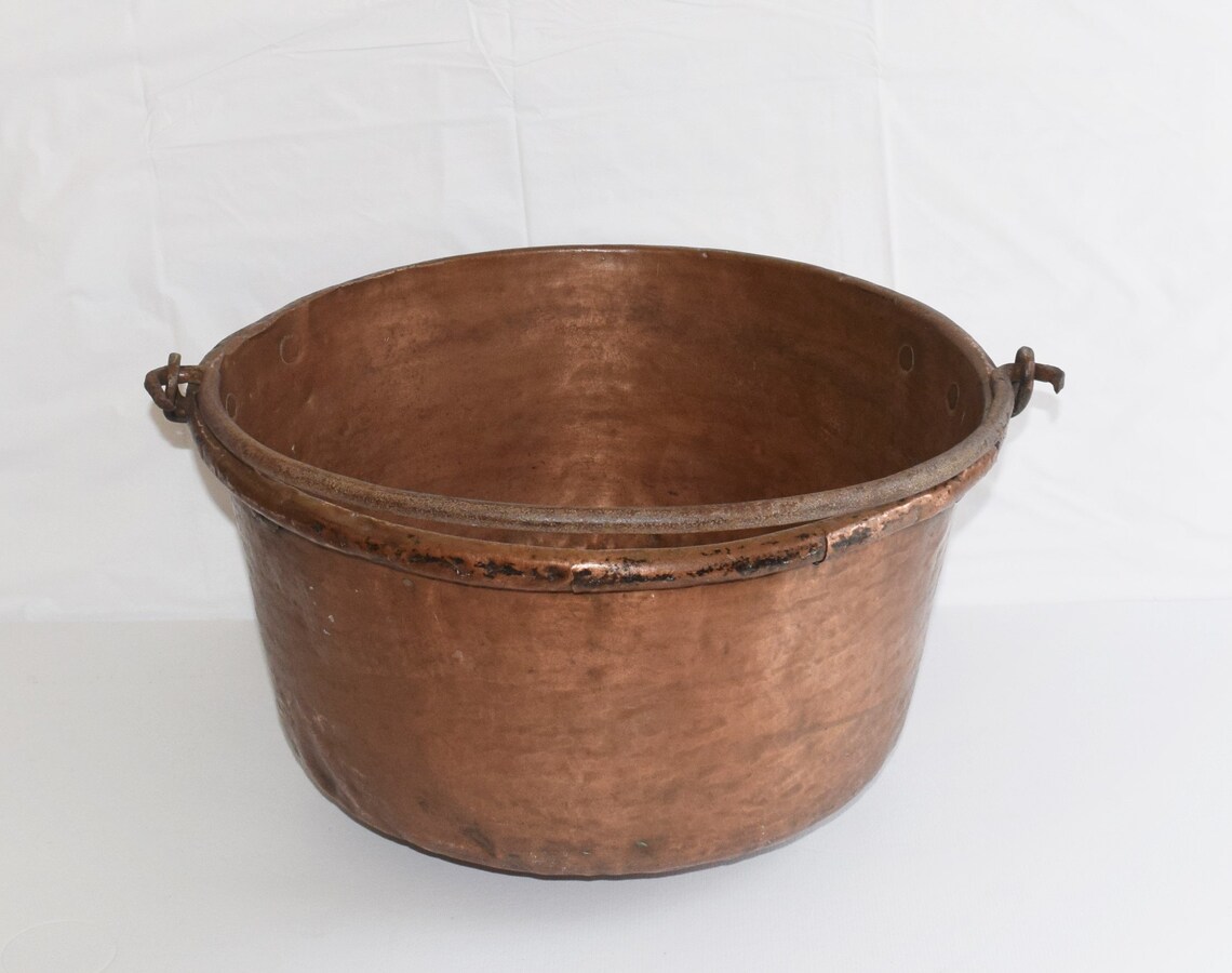 Large Copper Bucket Wrought Iron Handle/ Old Copper Vessels Etsy