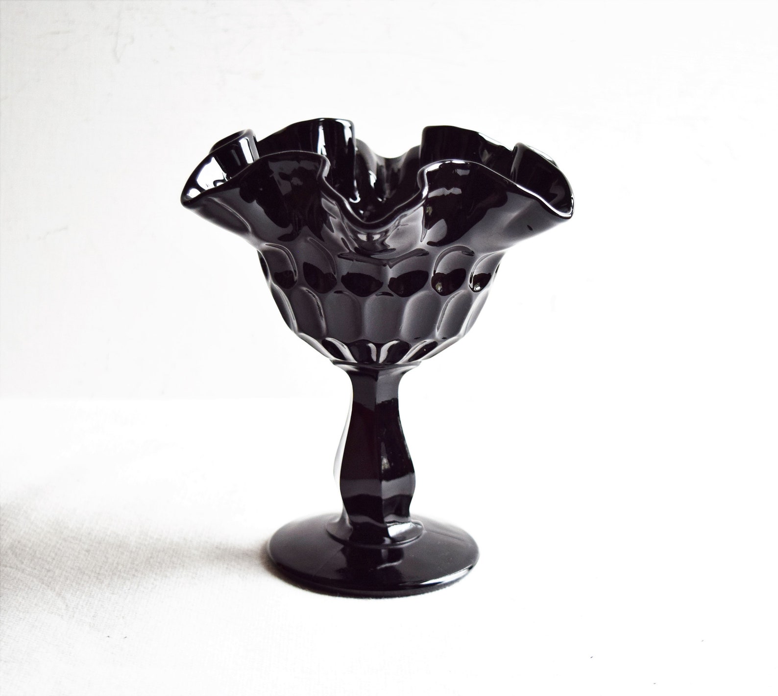 Fenton Black Daumenabdruck Glas Candy Dish / Black Compote Etsy.de