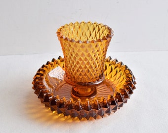Amber Glass Votive Candle Holders With Base