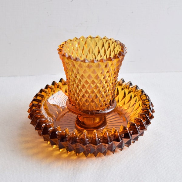 Amber Glass Votive Candle Holders With Base