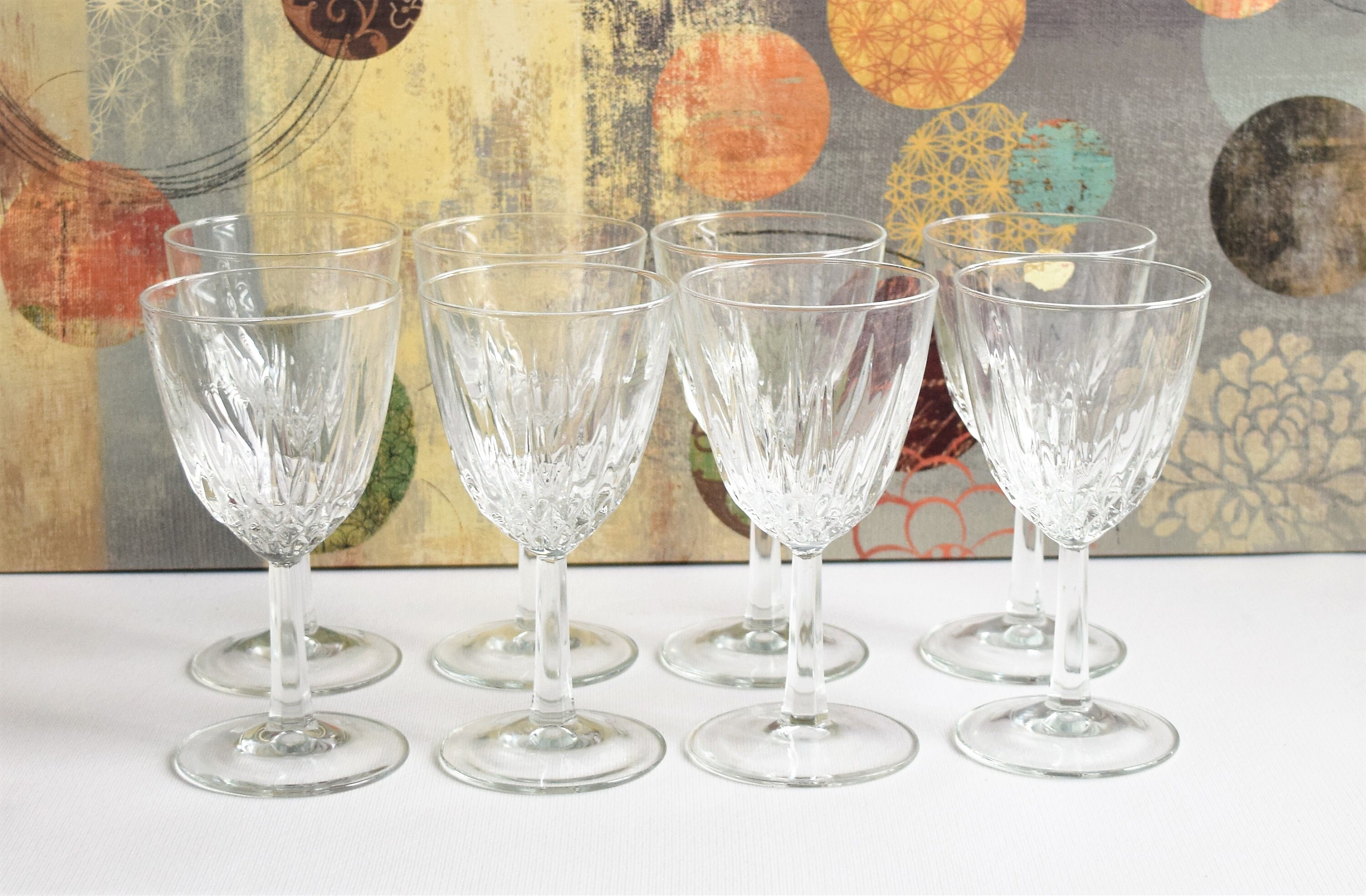 3 Pack Wine Glasses Goblets, 8.5/6.8 Oz Vintage Water Glasses