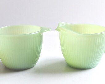 Vintage Fire King Jadeite Dinnerware Set: Jane Ray Green Dishes
