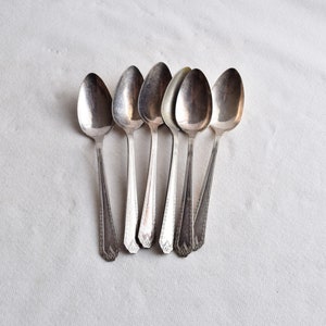 Set van 6 gegalvaniseerde nikkelzilveren theelepels/vintage bestek/vintage verzilverd zilverwerk