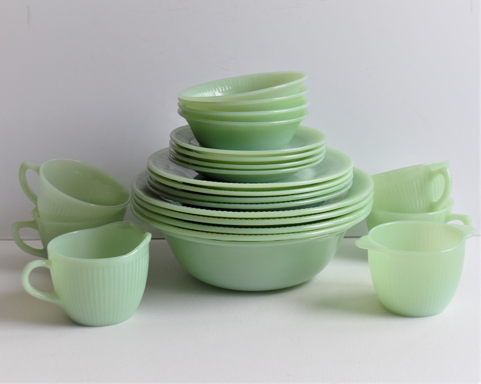 Jadeite Jane Ray Fire King Dinnerware Set of 23 Pieces/ Made Etsy