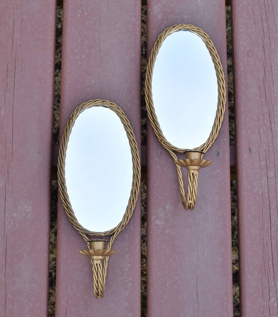 A Pair Of Wall Sconces With Mirrors Vintage Ornate Decor