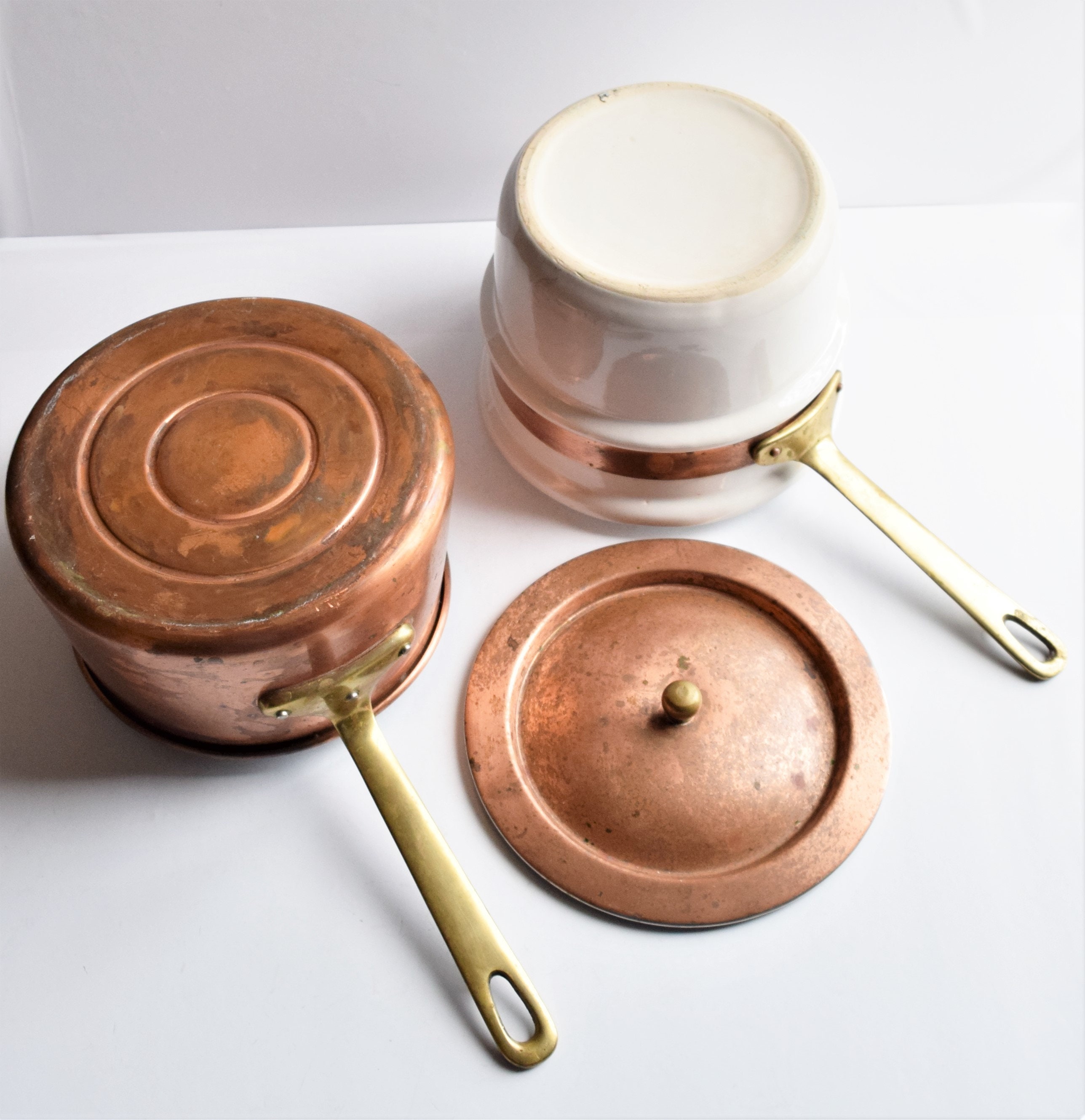 Copper and Ceramic Double Boiler Set/novelty Cookware/special Etsy