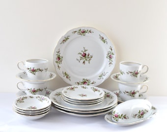 22-piece Johann Haviland Moss Rose Dinnerware  Set 4 Place Settings with Covered Butter Dish
