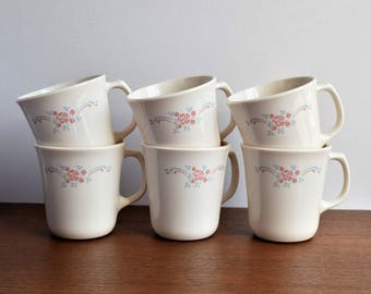 Set of 6 Corning English Breakfast Tea cups / 1970s Tea Cup Set/ Made in the USA