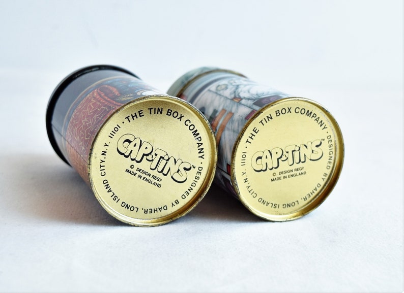 Set of 2 Cap-Tins Canisters Made in England by The Tin Box Co.Collectible Tea Tin