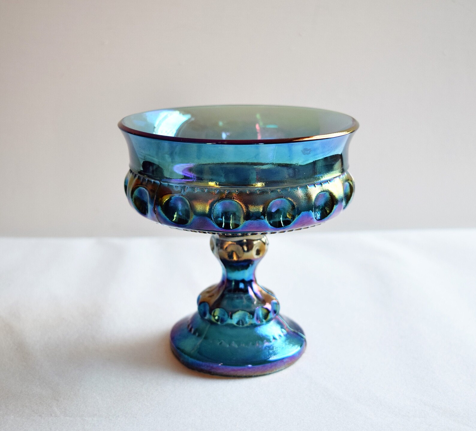 Blue Glass Goblet Style Candy Dish/Vintage ColoredGlass Home Etsy