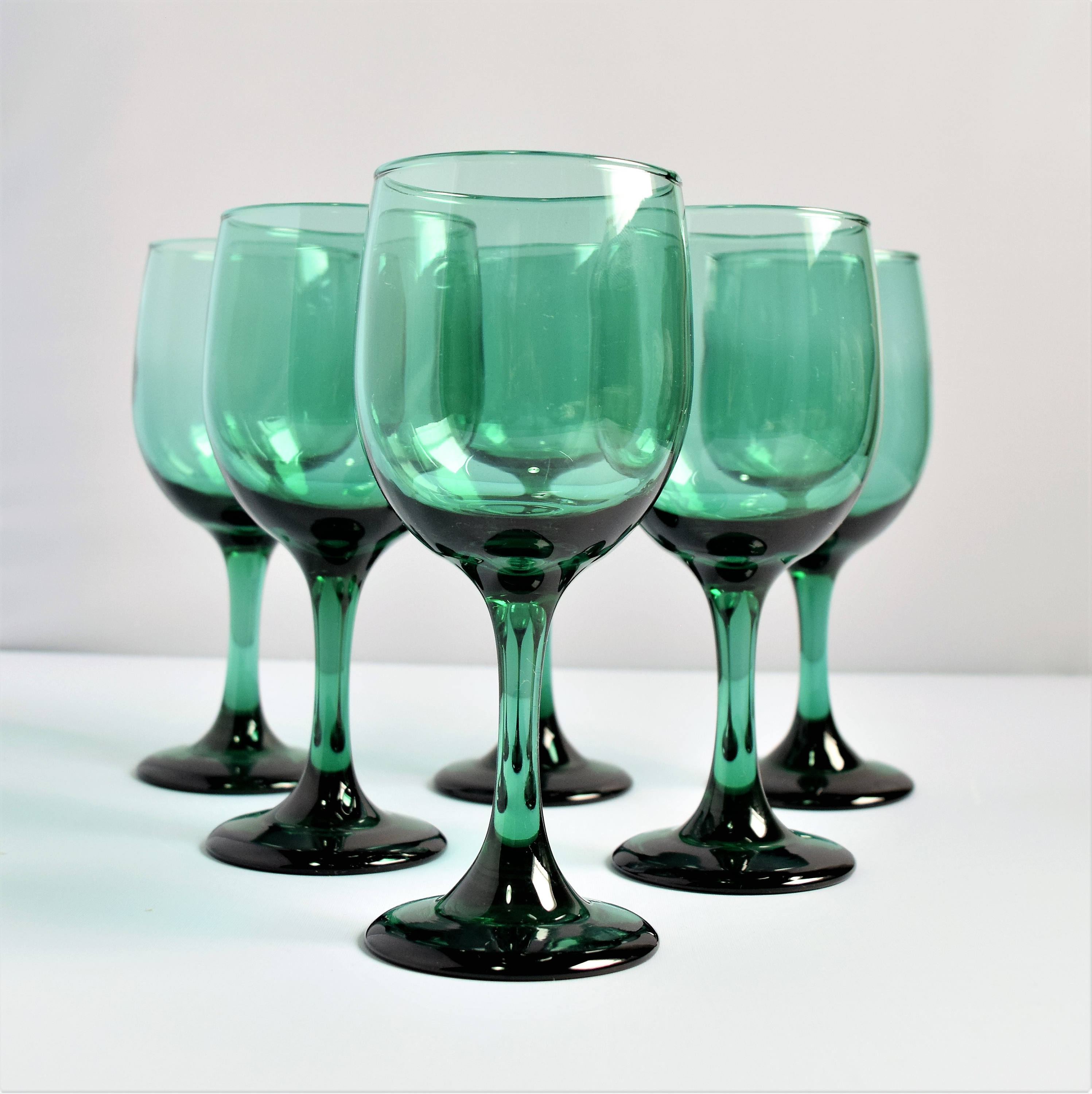 Set of 6 Vintage Libbey Emerald Green Wine Glasses / Green Etsy