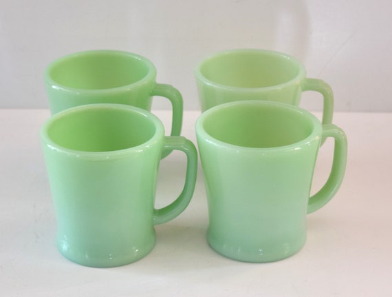 Fire King JADEITE Straight Cup ① Set of 4 Jadeite Ovenware Fire King Mugs by Anchor Hocking Made in