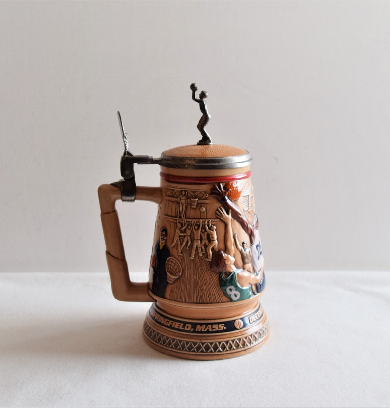 Vintage Avon Beer Stein with lid/ 1993 Avon Collectible Lidded Beer Stein/ Basketball Created Beer Stein image 2