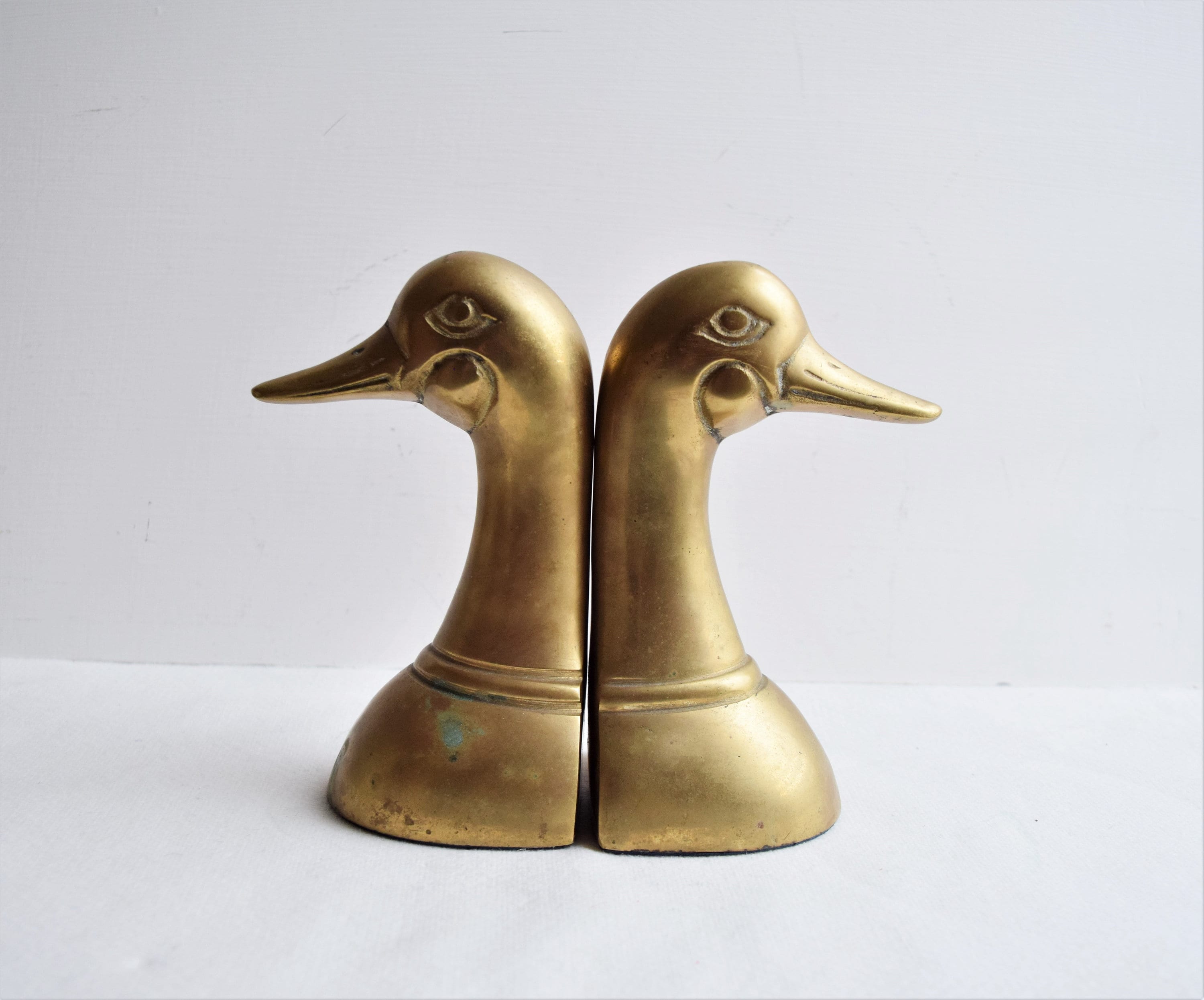 Vintage Set of 2 Brass Duck Head Bookends/brass Ornamental