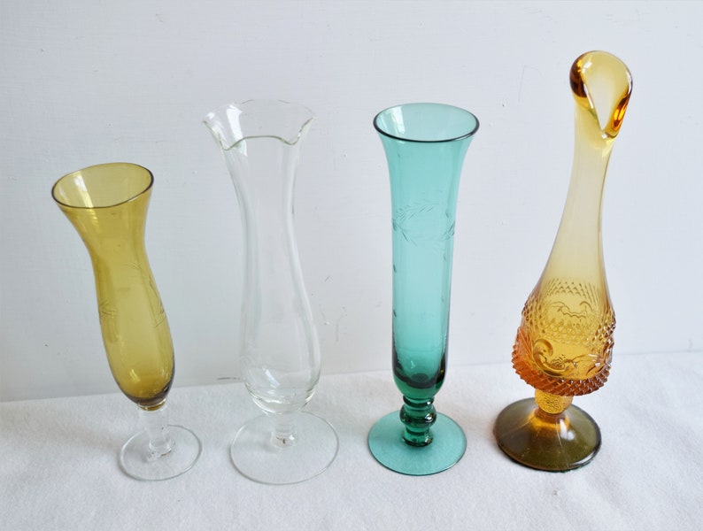 Mixed Set of 4 Glass VasesWedding Table D\u00e9corTable CenterpieceV#A12