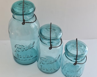 Ball Perfect Mason Canning Jars with Wire Lid Clamps Set of 3