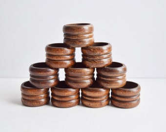 Vintage Set of 10 Wooden Napkin Rings