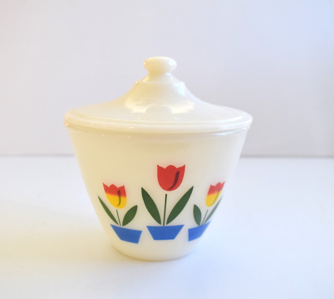 Fire King Tulip Grease Jar With Lid Etsy