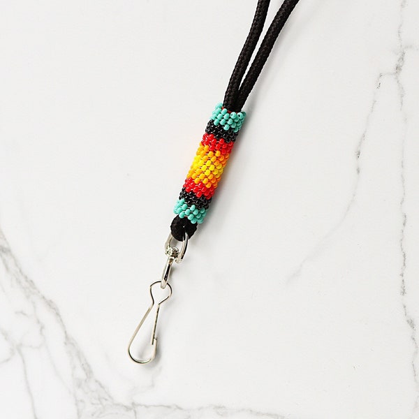 Authentic Native American Beaded Lanyard-Turquoise