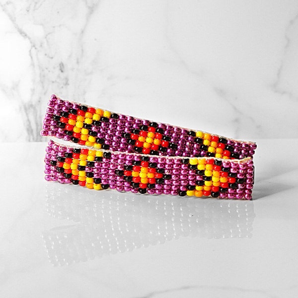 The Duo-Authentic Native American Beaded Barrette Pair in Purple