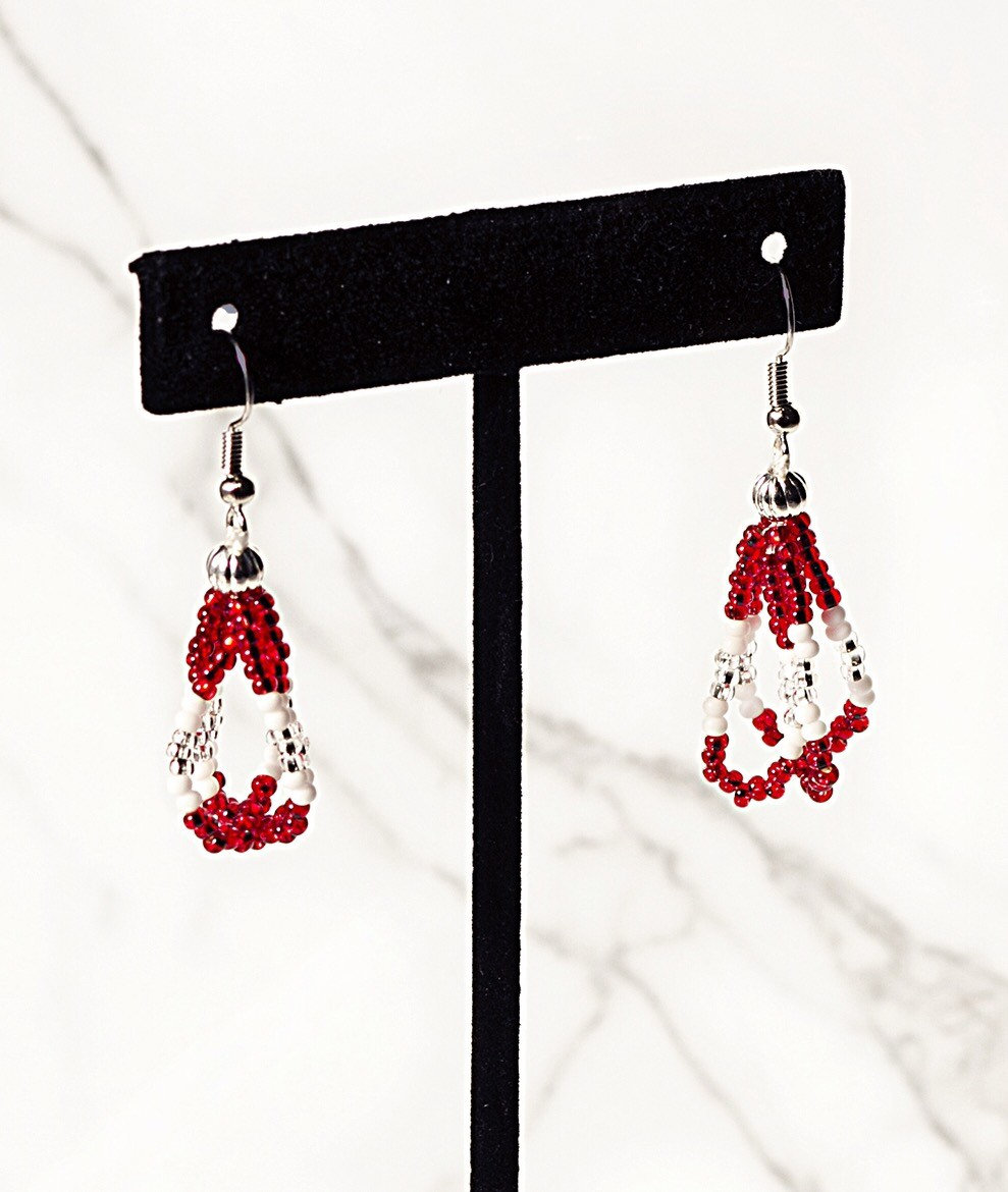 Boucles D'oreilles Pendantes Perles Rouges Indonésiennes - Argent Sterling Et Cuir, Dormeuses, Neuves Sans Emballage