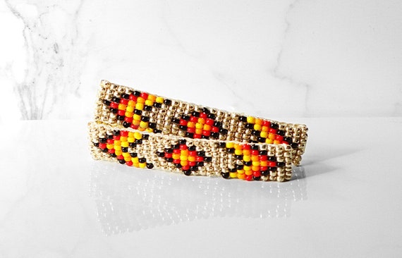 The Duo-authentic Native American Beaded Barrette Pair in 