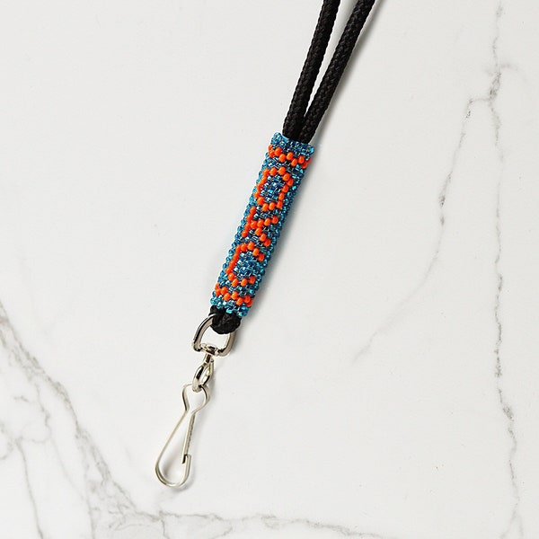 Authentic Native American Beaded Lanyard-Oklahoma City Thunder (Sparkle Blue)