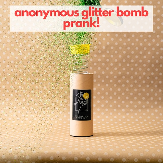 Buy Pranks Anonymous - Spring Loaded Glitter Bomb - Adult Birthday Gifts -  Surprise Glitter Bomb Prank Package – Confetti Popper Powder Cannon - Funny  Gag Gifts for Adults - (4.5 oz