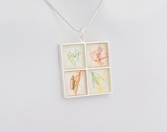 Childrens Drawings Necklace- Four Frames