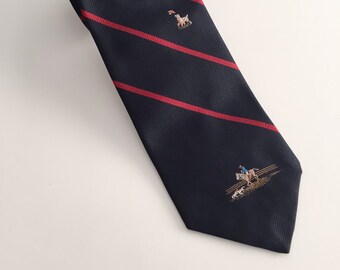 Vintage Marshall Field Collectors Edition Necktie with Red Stripe and Embroidered Detailing, Vintage Necktie, Black Necktie with Red Stripes