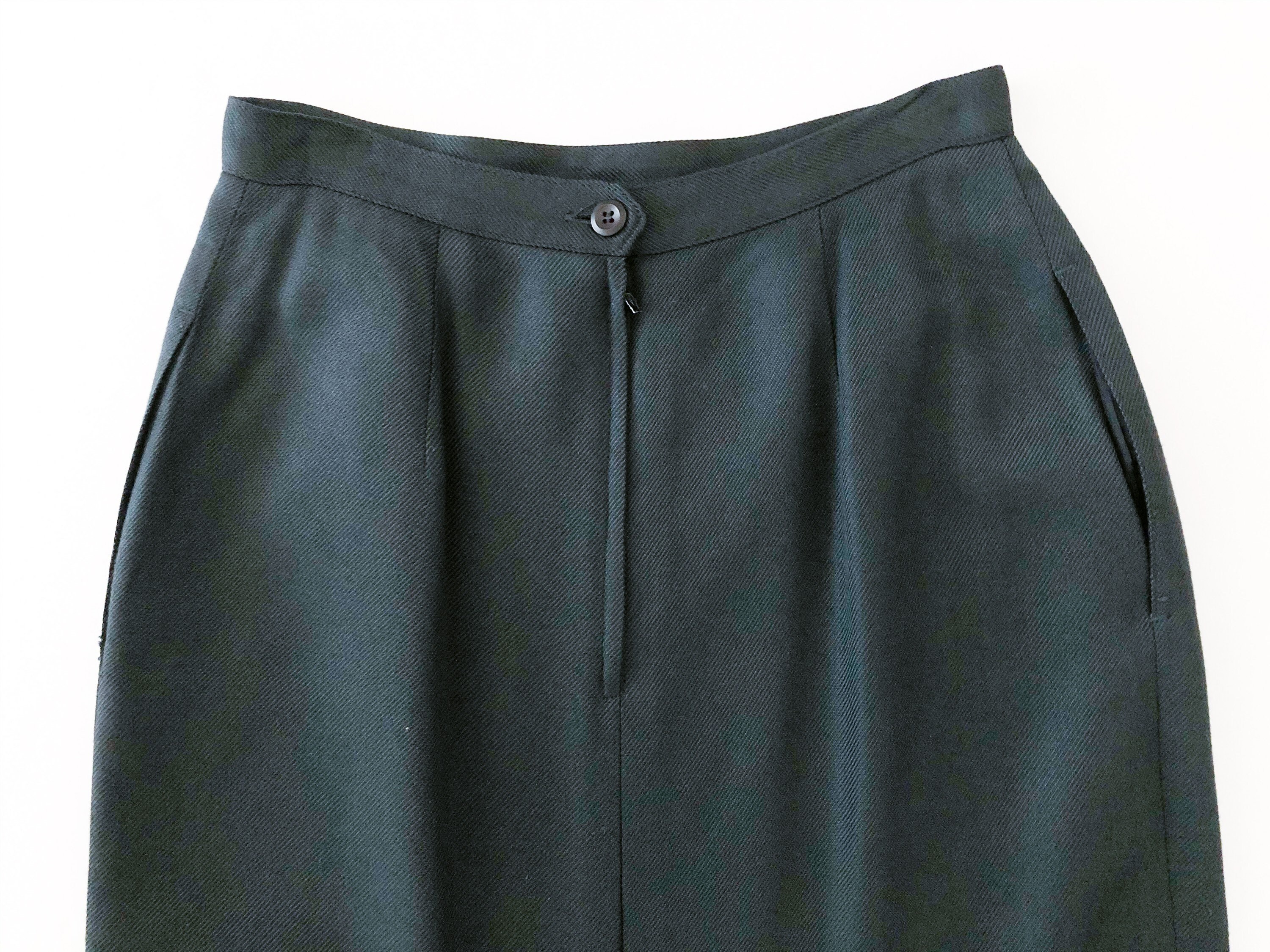 Vintage 1990s Dark Green Midi Skirt With Pockets Vintage Dark | Etsy