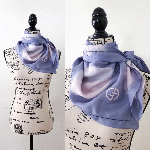 Vintage Giorgio Armani Silk Scarf White Circle Pat