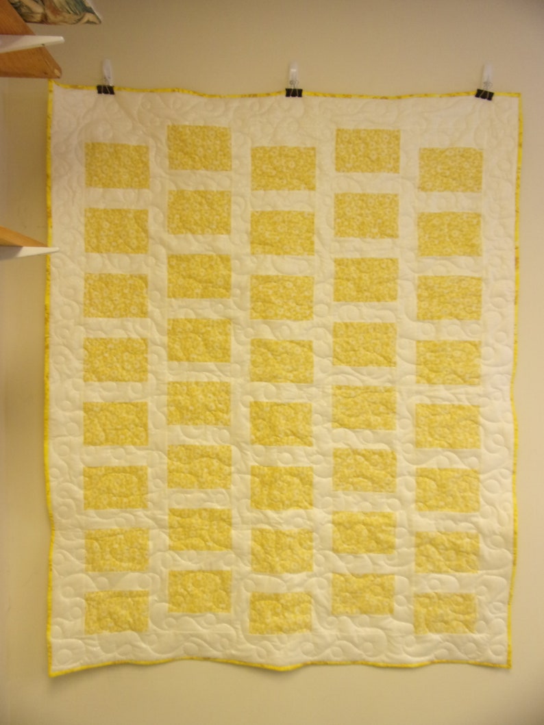 Quilt, Handmade Yellow and Cream Throw Quilt, 48 X 59 Etsy