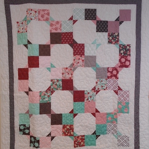 Twin Size Quilt, Quilt, Handmade Quilt,  Handmade Twin Size Quilt, Youth Quilt,  Throw Quilt, Bow Tie Twin Size Quilt, 61&quot; x 70&quot;