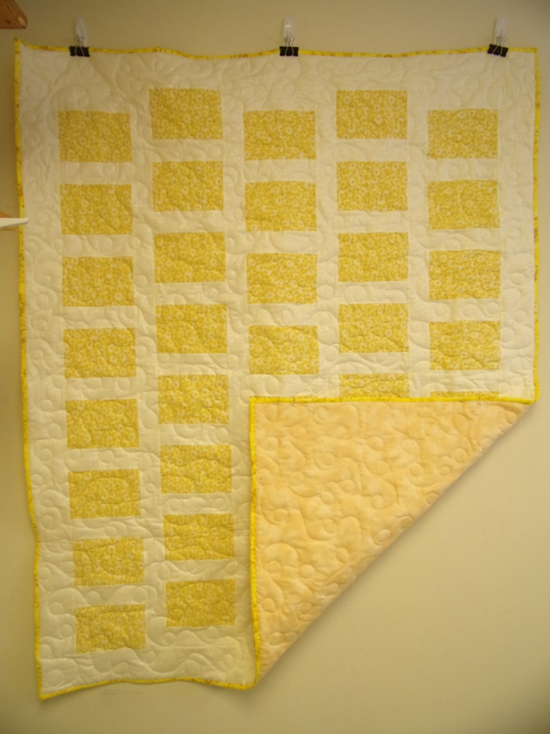 Quilt, Handmade Yellow and Cream Throw Quilt, 48 X 59 Etsy