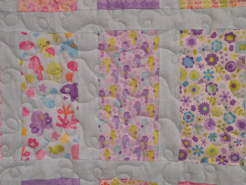 Twin Quilt, Extra Long Twin Size Quilt, Under the Sea Creature Print
