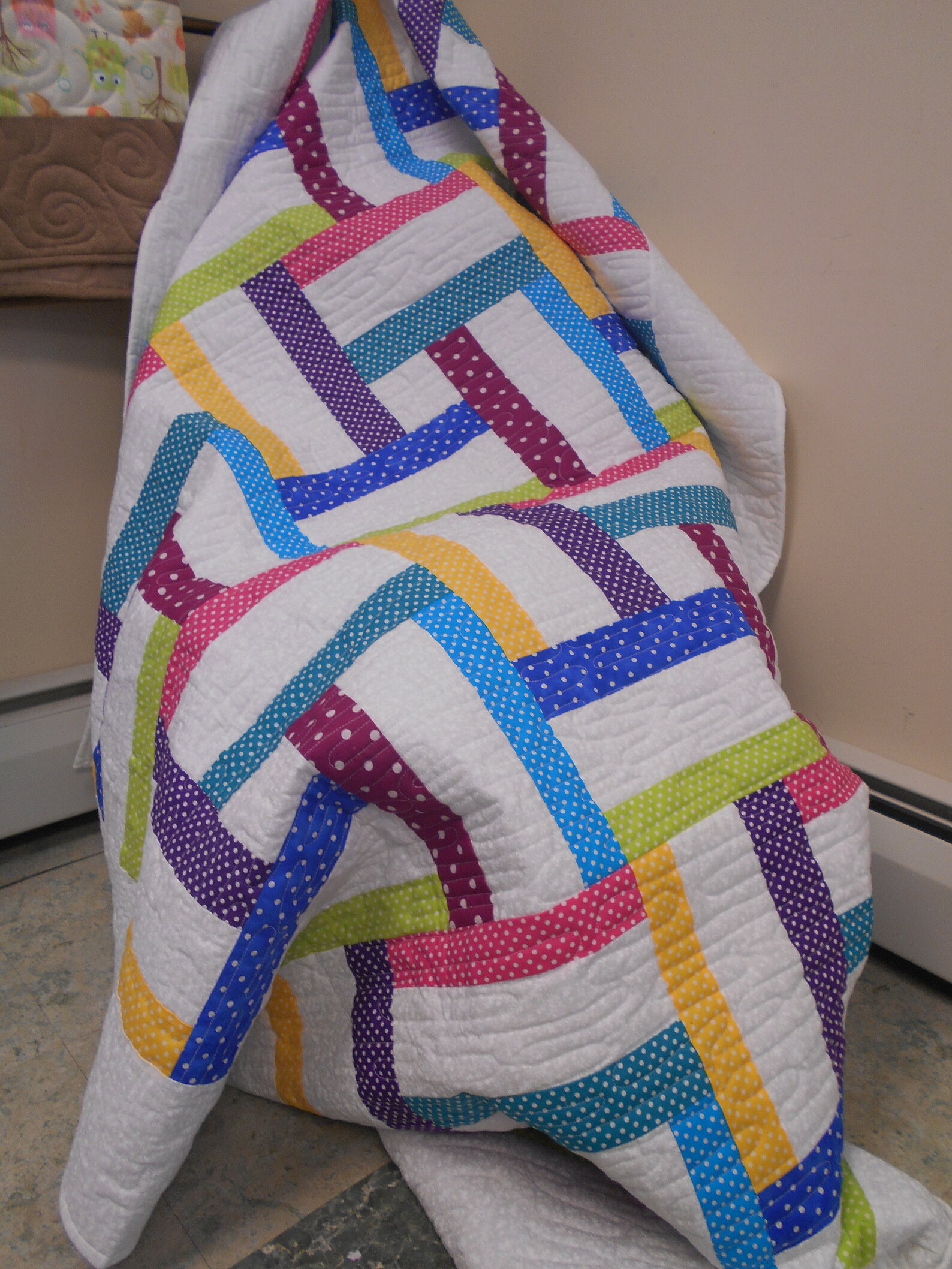 Quilt, Twin Size Quilt, Handmade Twin Size Quilt, Youth Quilt, Polka