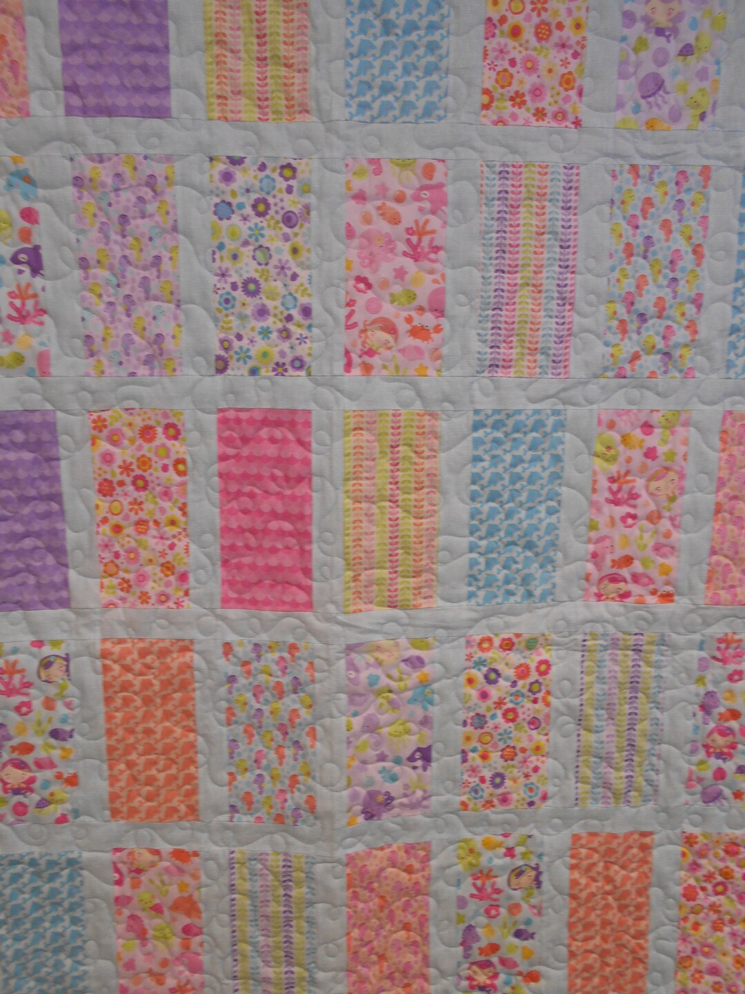 Twin Quilt, Extra Long Twin Size Quilt, Under the Sea Creature Print