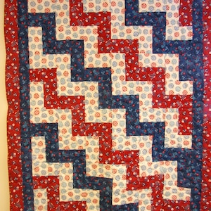Quilt, Red, White and Blue Throw Quilt, 50&quot; x 64&quot;