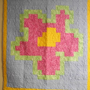 Lap Quilt, Throw Quilt, Large Flower Lap Quilt, Handmade Flower Lap Quilt, 48&quot; x 54&quot;