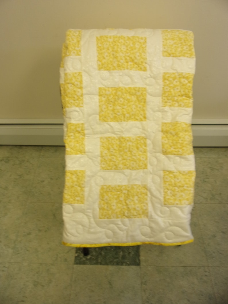 Quilt, Handmade Yellow and Cream Throw Quilt, 48 X 59 Etsy